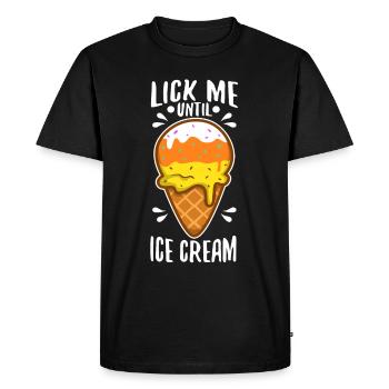 Léchez-moi jusqu’à la crème glacée - T-shirt Premium bio Homme - noir - Devant - Nico (187cm)