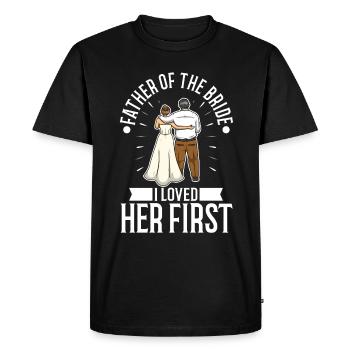 Père de la mariée que j’ai aimée en premier - T-shirt Premium bio Homme - noir - Devant - Nico (187cm)