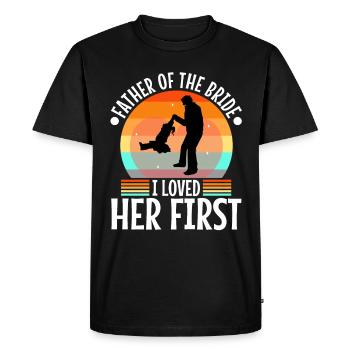 Père de la mariée Je l’ai aimée d’abord - T-shirt Premium bio Homme - noir - Devant - Nico (187cm)