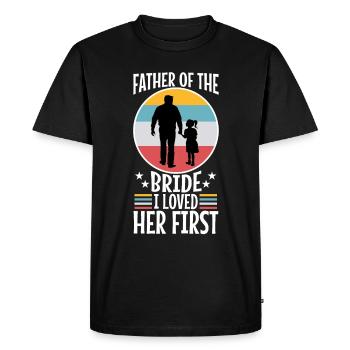 Père de la mariée Je l’ai aimée d’abord - T-shirt Premium bio Homme - noir - Devant - Nico (187cm)