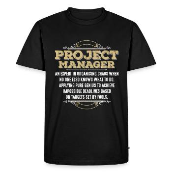 Chef de projet Un expert en gestion de projet - T-shirt Premium bio Homme - noir - Devant - Nico (187cm)
