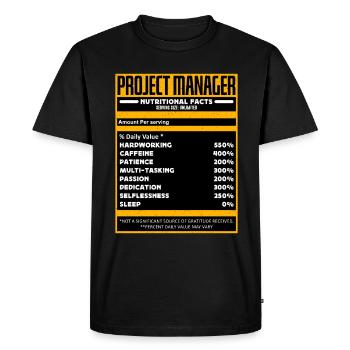 Le gestionnaire de projet Nutrition Facts Loves Management - T-shirt Premium bio Homme - noir - Devant - Nico (187cm)