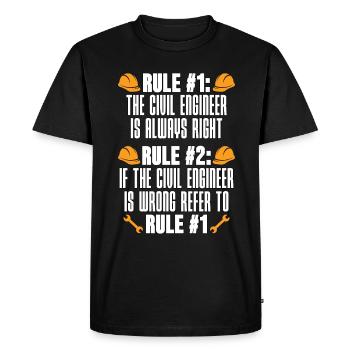 Règle d’ingénieur civil #1 Le bâtiment de l’ingénieur civil - T-shirt Premium bio Homme - noir - Devant - Nico (187cm)
