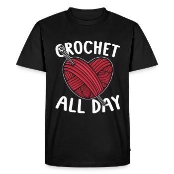Crochet Crochet Toute la Journée Tricoter Crochet Amoureux - T-shirt Premium bio Homme - noir - Devant - Nico (187cm)