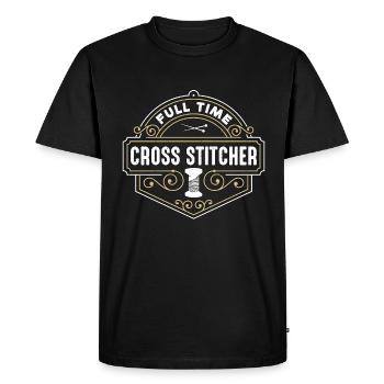 Point de croix Coudre de croix à temps plein - T-shirt Premium bio Homme - noir - Devant - Nico (187cm)