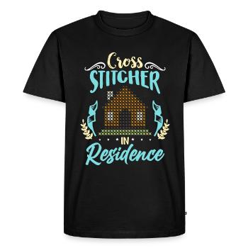 Point de croix Cross Stitcher In Residence Quilting - T-shirt Premium bio Homme - noir - Devant - Nico (187cm)