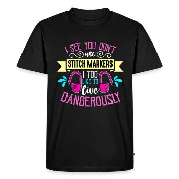 Point de croix Je vois que tu n’utilises pas la couture au point - T-shirt Premium bio Homme - noir - Devant - Nico (187cm)