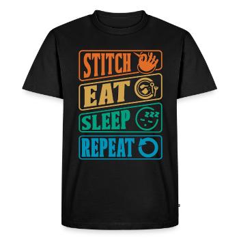 Point de croix Manger Sommeil Répéter Coudre Needlepoint - T-shirt Premium bio Homme - noir - Devant - Nico (187cm)