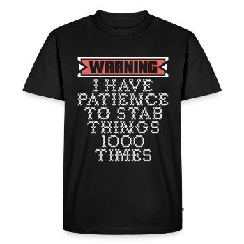 Avertissement de point de croix J’ai de la patience pour coudre - T-shirt Premium bio Homme - noir - Devant - Nico (187cm)