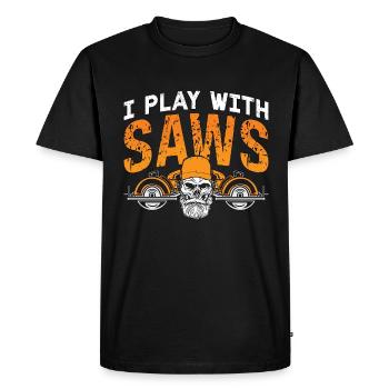 Charpentier Je joue avec des scies menuiserie menuiserie - T-shirt Premium bio Homme - noir - Devant - Nico (187cm)