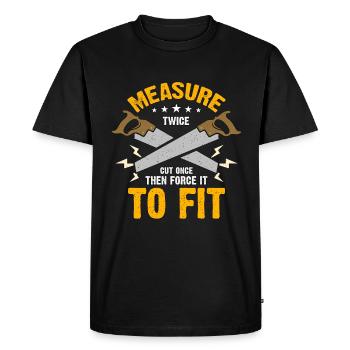 Charpentier Mesure deux fois coupé une fois puis menuisier - T-shirt Premium bio Homme - noir - Devant - Nico (187cm)