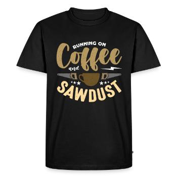 Charpentier courant sur le café et la sciure de bois Charpenterie - T-shirt Premium bio Homme - noir - Devant - Nico (187cm)