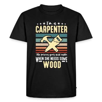 Je suis un charpentier La personne Charpentier Menuisier - T-shirt Premium bio Homme - noir - Devant - Nico (187cm)