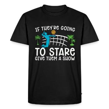 Volleyball de plage s’ils vont au beachball - T-shirt Premium bio Homme - noir - Devant - Nico (187cm)