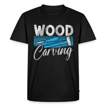 Sculpture sur bois Bûcheron Sculpture sur bois - T-shirt Premium bio Homme - noir - Devant - Nico (187cm)