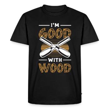 Wood Carving I'm Good With Wood Logger Wood Carver - Men's Premium Organic T-Shirt - black - Front - Nico (187cm)