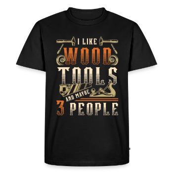 Sculpture sur bois J’aime les outils en bois et le travail du bois - T-shirt Premium bio Homme - noir - Devant - Nico (187cm)