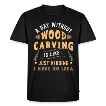 Sculpture sur bois Une journée sans sculpture sur bois Woodsman - T-shirt Premium bio Homme - noir - Devant - Nico (187cm)