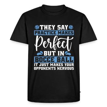 La pétanque on dit que la pratique fait pétanque la boule - T-shirt Premium bio Homme - noir - Devant - Nico (187cm)