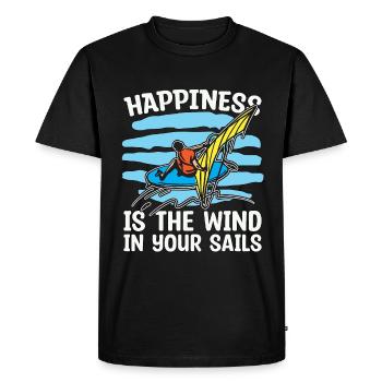 Le bonheur de la planche à voile est le vent en surfboarder - T-shirt Premium bio Homme - noir - Devant - Nico (187cm)
