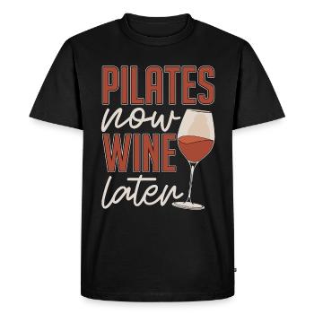 Pilates Now Wine Plus tard Méditation Cours de Pilates - T-shirt Premium bio Homme - noir - Devant - Nico (187cm)