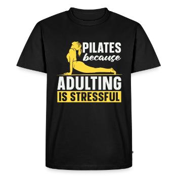 Pilates Because Adulting Is Stressful Reformer - Men's Premium Organic T-Shirt - black - Front - Nico (187cm)