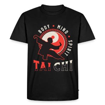 Tai Chi Corps Tai Chi Méditation Qigong - T-shirt Premium bio Homme - noir - Devant - Nico (187cm)
