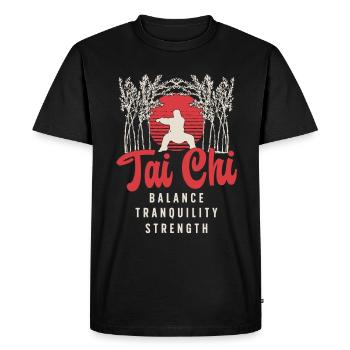 Tai Chi Balance Tranquillité Force Arts Martiaux - T-shirt Premium bio Homme - noir - Devant - Nico (187cm)