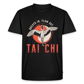 Tai Chi Breath In Flow Out Taichi Méditation Taiji - T-shirt Premium bio Homme - noir - Devant - Nico (187cm)