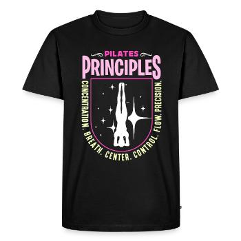 Principes de Pilates Concentration Respiration Méditation - T-shirt Premium bio Homme - noir - Devant - Nico (187cm)