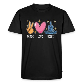 Reiki Paix Amour Reiki Guérison Énergie Spirituelle - T-shirt Premium bio Homme - noir - Devant - Nico (187cm)
