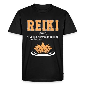 Reiki Noun Like Normal Medicine Energy Healing - Men's Premium Organic T-Shirt - black - Front - Nico (187cm)