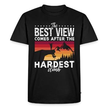 Rock Climbing The Best View Comes Mountaineering - Men's Premium Organic T-Shirt - black - Front - Nico (187cm)