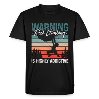 Warning Rock Climbing Is Highly Mountaineering - Men's Premium Organic T-Shirt - black - Front - Nico (187cm)
