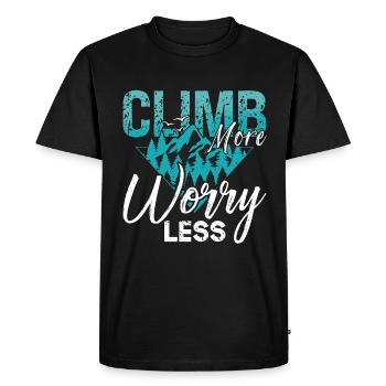 Rock Climbing Climb More Worry Less Mountaineering - Men's Premium Organic T-Shirt - black - Front - Nico (187cm)