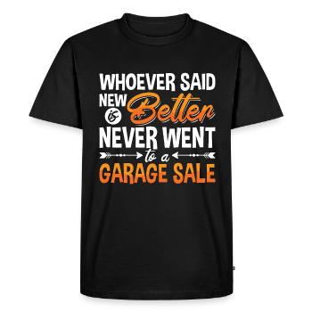 Ventes de garage Celui qui a dit nouveau est meilleure vente de garage - T-shirt Premium bio Homme - noir - Devant - Nico (187cm)