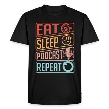 Podcasting Eat Sleep Podcast Microphone Podcaster - Men's Premium Organic T-Shirt - black - Front - Nico (187cm)