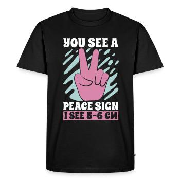 Infirmière obstétricienne / gynécologue Vous voyez un signe de paix Je vois la profession de sage-femme - T-shirt Premium bio Homme - noir - Devant - Nico (187cm)