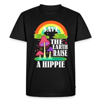 Sauvez la Terre Élevez un hippie - T-shirt Premium bio Homme - noir - Devant - Nico (187cm)