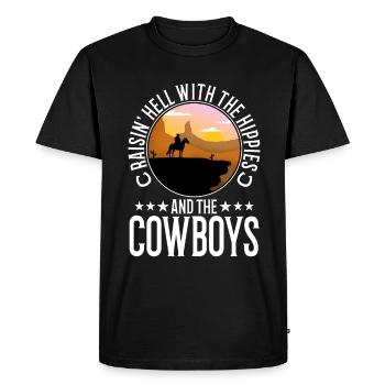 Raisin' Hell With The Hippies And The Cowboys - Men's Premium Organic T-Shirt - black - Front - Nico (187cm)