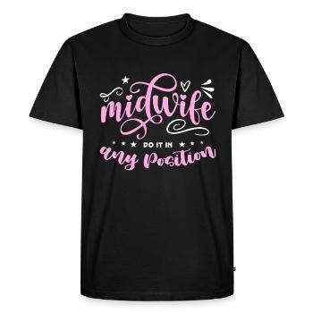 Les sages-femmes le font dans n’importe quelle position Obstétrique - T-shirt Premium bio Homme - noir - Devant - Nico (187cm)