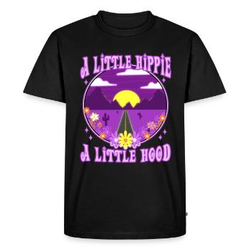 Un peu hippie Un petit capot - T-shirt Premium bio Homme - noir - Devant - Nico (187cm)