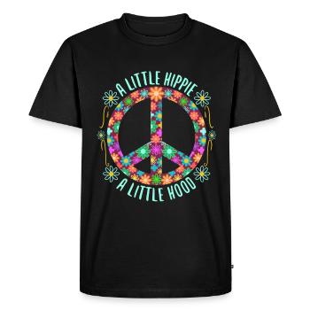 Un peu hippie Un petit capot - T-shirt Premium bio Homme - noir - Devant - Nico (187cm)