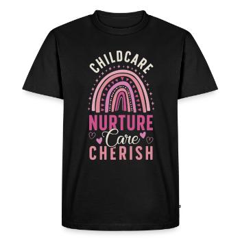 Éducatrice en garderie Éducatrice en garderie - T-shirt Premium bio Homme - noir - Devant - Nico (187cm)
