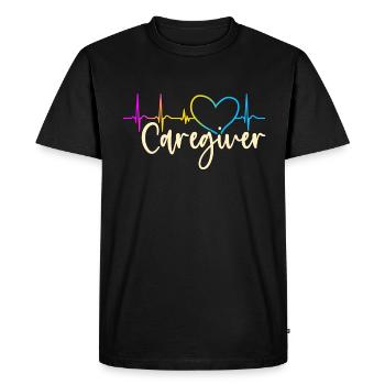 Caregiving Caregiver Heartbeat Loves Caretaker - Men's Premium Organic T-Shirt - black - Front - Nico (187cm)