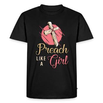 Clergy Preach Like A Girl Congregation Clergyman - Men's Premium Organic T-Shirt - black - Front - Nico (187cm)