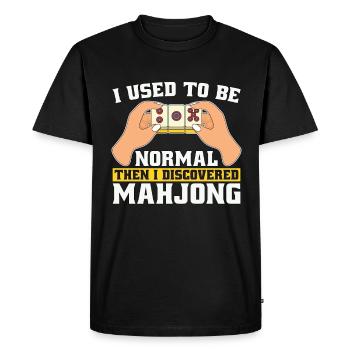 Mahjong J’étais normal puis Mahjong chinois - T-shirt Premium bio Homme - noir - Devant - Nico (187cm)