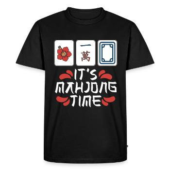 C’est Mahjong Time Loves Tuiles de jeu de société Mahjongg - T-shirt Premium bio Homme - noir - Devant - Nico (187cm)