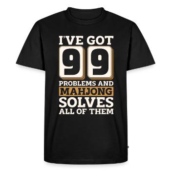 Mahjong J’ai 99 problèmes et Mahjong chinois - T-shirt Premium bio Homme - noir - Devant - Nico (187cm)