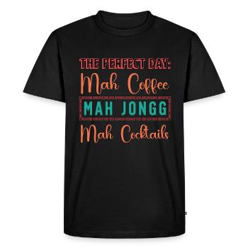 Mahjong La journée parfaite Mah Coffee aime le Mahjongg - T-shirt Premium bio Homme - noir - Devant - Nico (187cm)